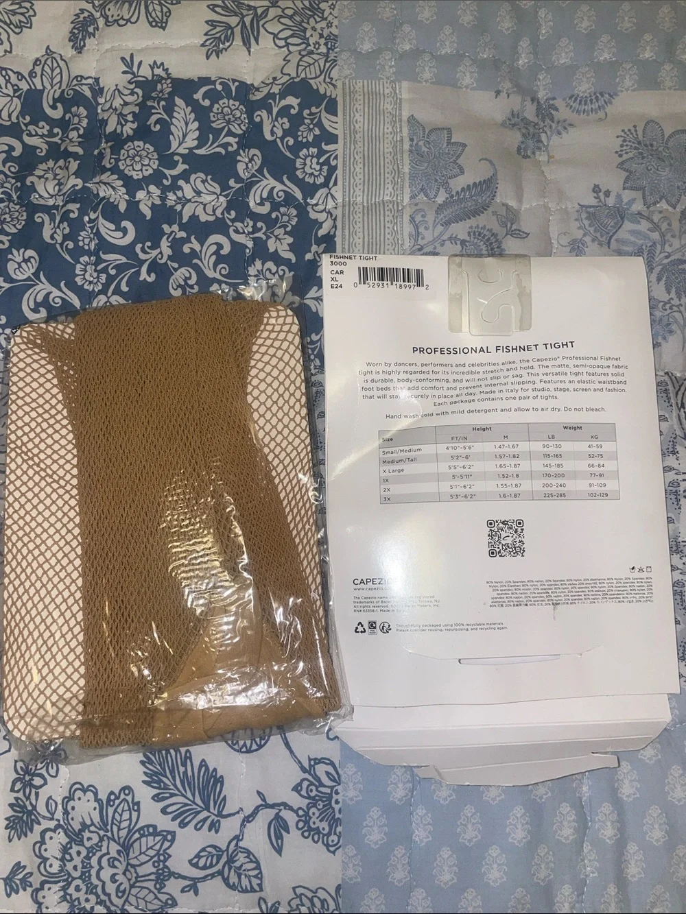 BNWT Capezio Professional Fishnet Seamless Tights, size XL